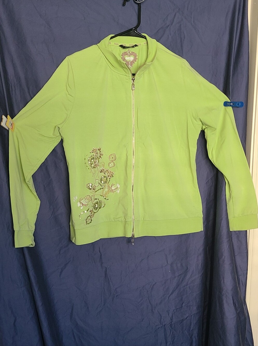 BCBGMaxAzria Lime Green Embellished Zip Jacket